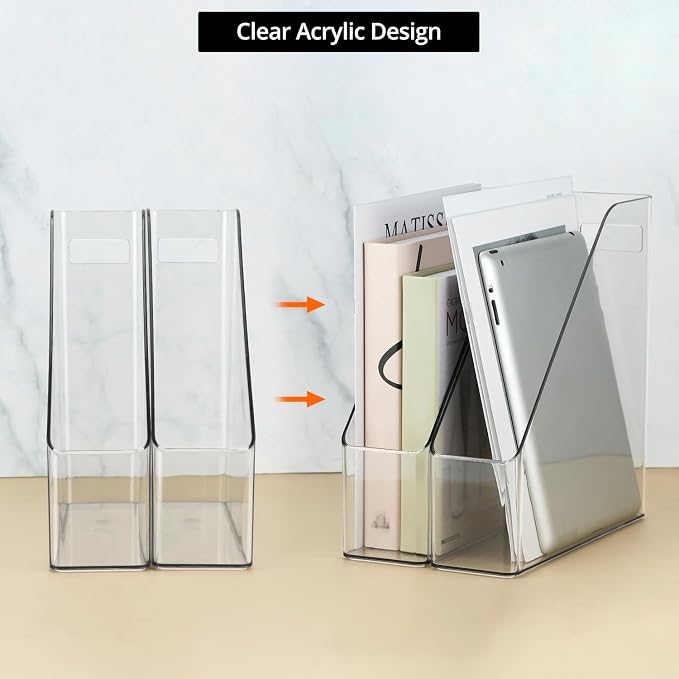 QWORK Clear Acrylic Magazine File Holder, 10.24” X 9.45” X 3.54”, Reliable and - Image 3
