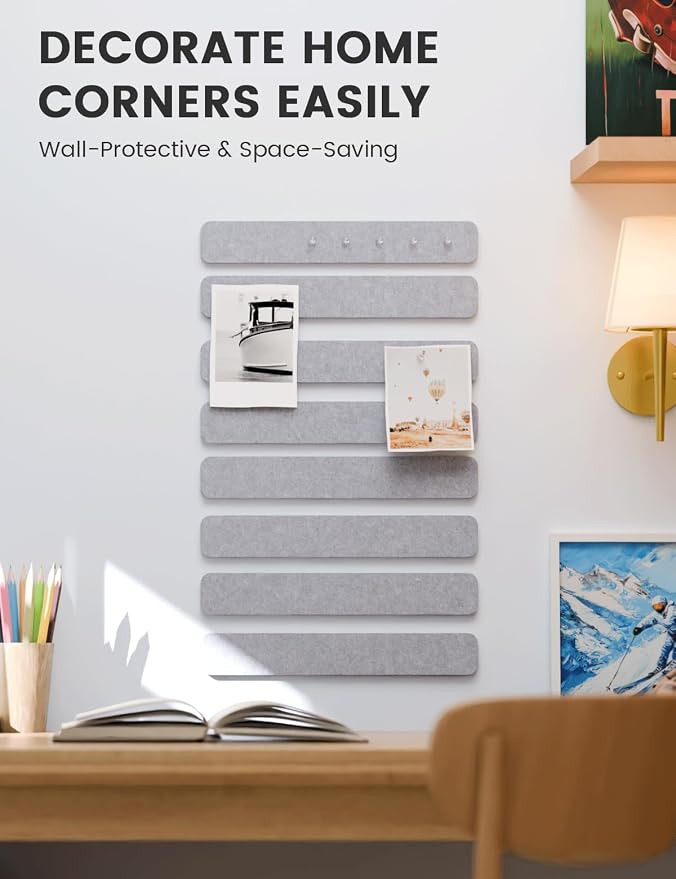 Fluxynara Cork Board Alternative Felt Strip Board 8-Pack 13"x2", Office Pin - Image 4