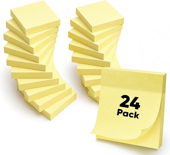 Small Sticky Notes 2X 2 in, 100 Sheets/Pads, 2X Sticking Powerx, 24 Pack Mini by NOTEZMATE