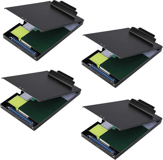 ZCZN Aluminum Clipboard with Storage, 4 Pack Recycled Metal Clipboard Box by ZCZN
