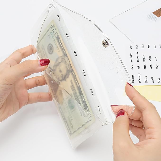 Cash Envelope Wallet PVC Transparent Budget Wallet Money Pocket Dividers - Image 7