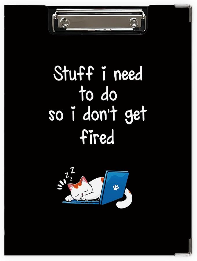 Funny Cat Work Clipboard Folio by Unknown