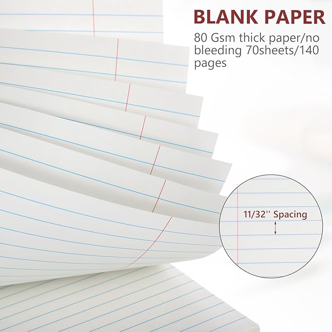 6 Pack 8.5 x 11'' Top Bound Office Steno Book Wide Ruled Double Sided Spiral Notebooks Reliable White Paper 70 Sheets/Pad Pastel Colors Covers for Writing School Notes(Vintage Color)-DeskLoop Office