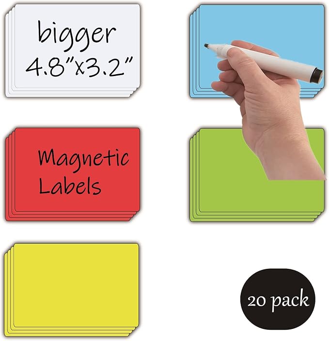 STTMGN Dry Erase Big Magnetic Labels, Large Write On Magnets Name Plates Sticker - Image 3