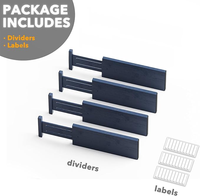SpaceAid Bamboo 4 Pack Dresser Drawer Dividers, 4.65“ High Adjustable 12.5“-17” - Image 7