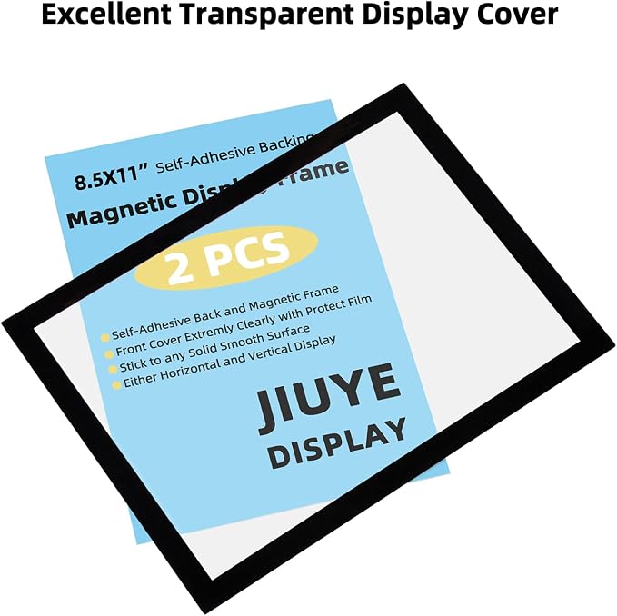 JIUYE Magnetic Sign Holder 8.5 x 11 Wall Mount, Self Adhesive Picture Display - Image 3