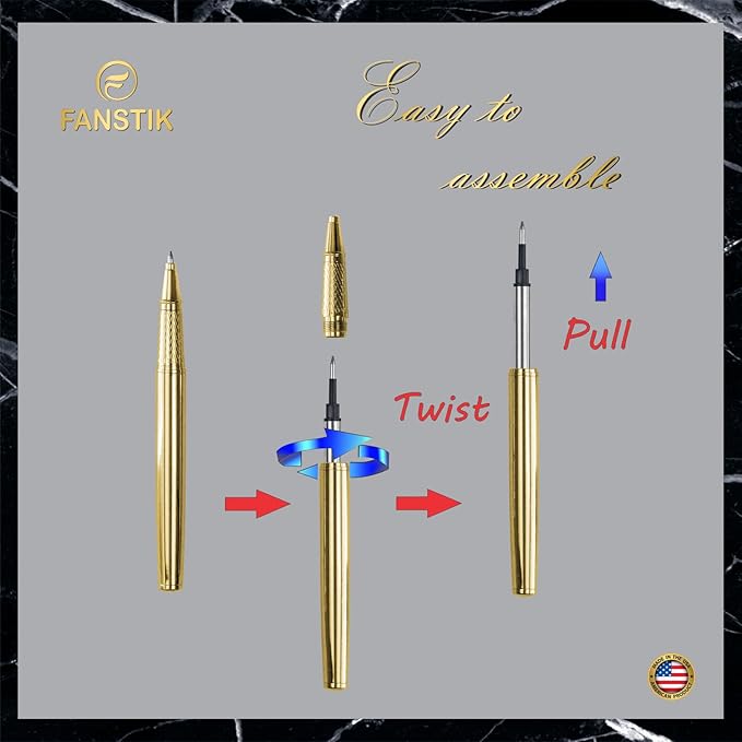 Gold Luxury Rollerball pen (Made In USA) fancy gift set for women, Real 24K Gold Plating, Professional executive pen gift set for men (Lux Rollerball Gld)-DeskLoop Office