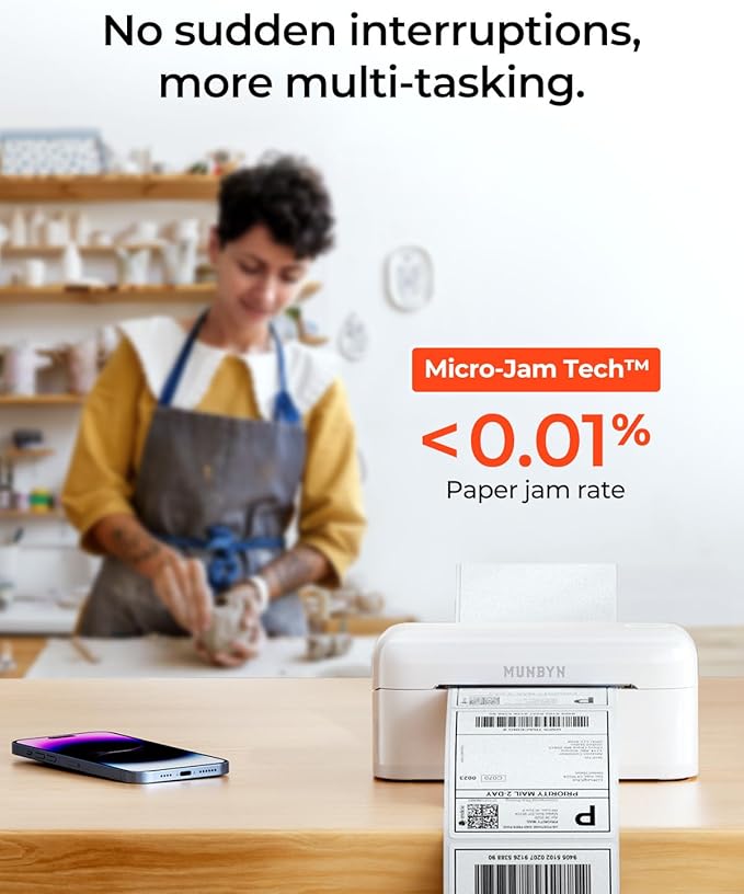MUNBYN Bluetooth Thermal Label Printer RealWriter RW402B, 4x6 Shipping Label Printer for Small Business, Compatible with Android, iPhone and Windows, Mac, Chromebook, Ebay, USPS, FedEx, Shopify-DeskLoop Office