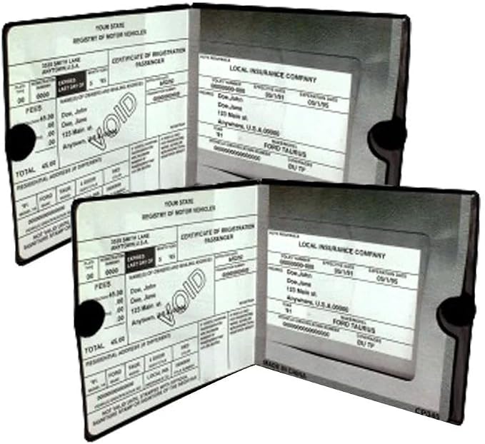 ESSENTIAL Car Auto Insurance Registration BLACK Document Wallet Holders 2 Pack by Parkez