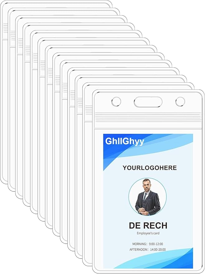 6 Pack Extra Thick Name Badge Holders, Durable & Sealable Waterproof Vertical by GhllGhyy