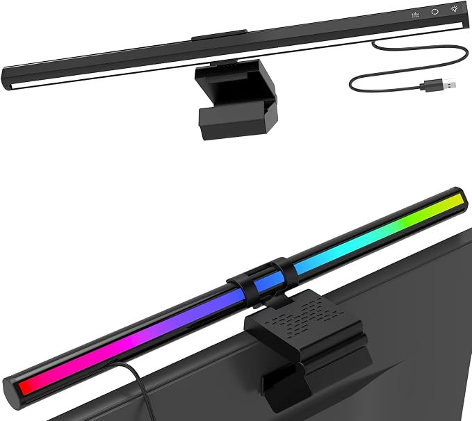 RGB Monitor Light Bar, Eye-Care Dual Light Reading Screen Lamp, 9 Modes Gaming by Unknown