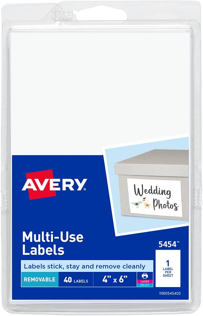 Avery Removable Labels, Laser/Inkjet Printable, 40 per Pack by Avery