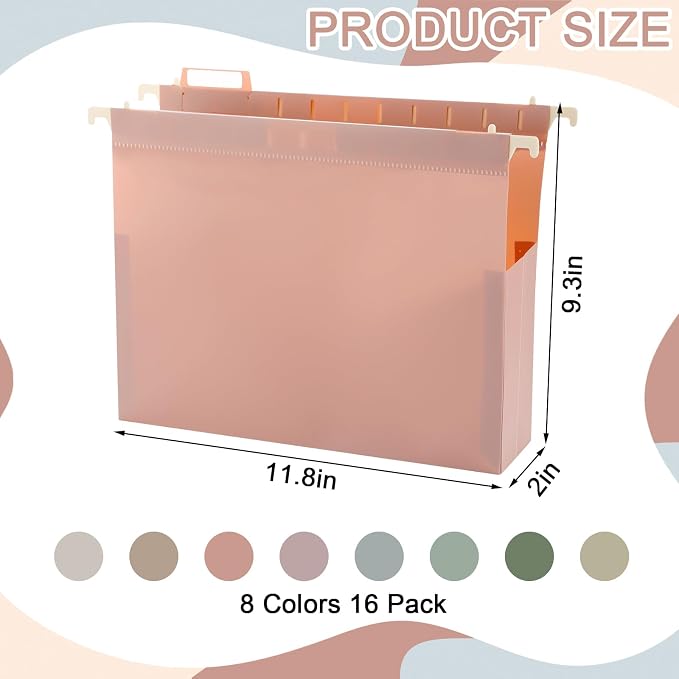 gisgfim 16 Pack Plastic Hanging File Folder Letter Size 2inch Expanding File - Image 2