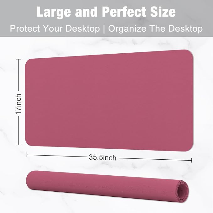 Hsurbtra Desk Pad, 35.5" x 17" PU Leather Desk Mat, XXL Extended Mouse Pad - Image 3