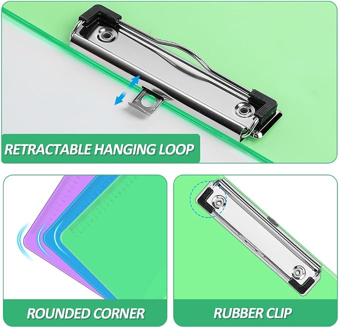 Plastic Clipboards, PANDRI 36 Pack Clear Colored Clipboards, Low Profile Clip - Image 4