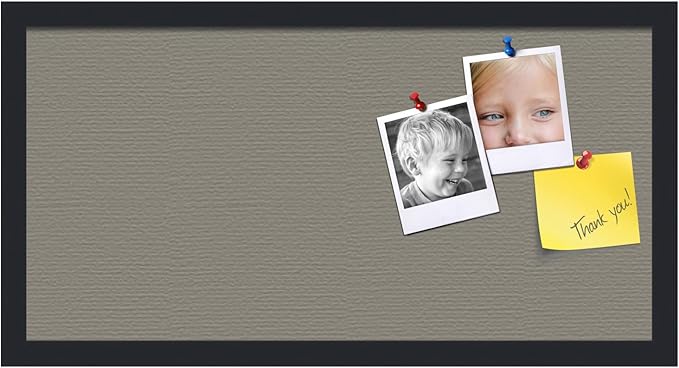 PinPix 24x12 Inch Cork Bulletin Board. This Decorative Framed Pin Board Comes with Pewter Design and a Satin Black Frame. Ideal for Home Office Decor or Message Board (PinPix-1812)-DeskLoop Office