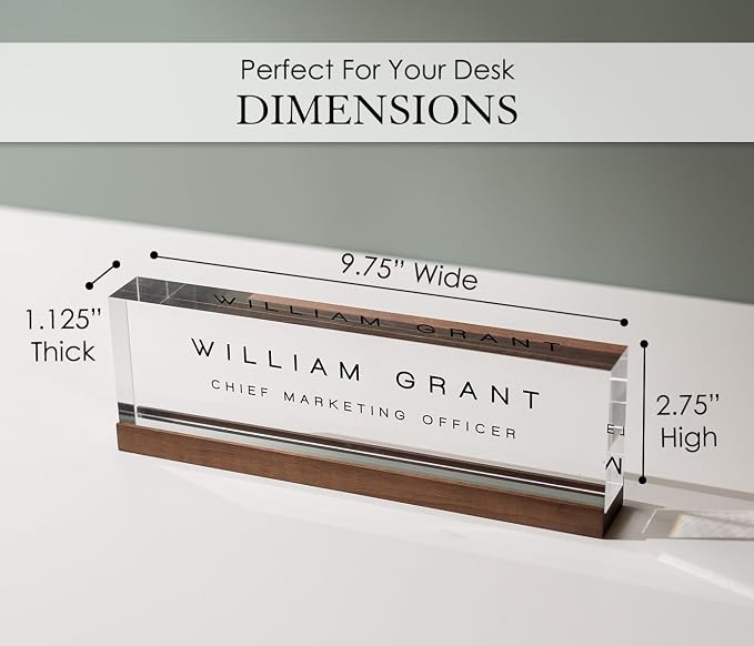 Personalized Acrylic Name Block w/Wooden Base - Image 4