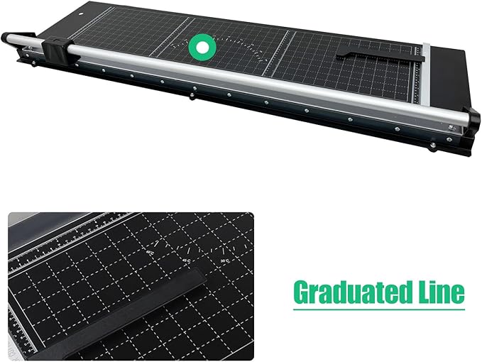 TECHTONGDA Rotary Paper Trimmer, 48" Cut Length, Professional Paper Cutter with 2 Spare Blades, Angle Line, Self-Sharpening, 8-10 Sheets Capacity for Offices, Schools and Crafts-DeskLoop Office