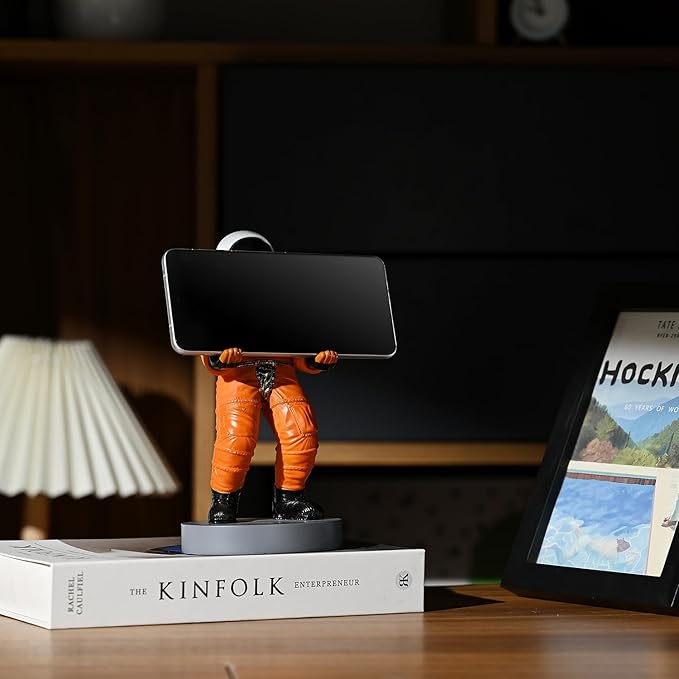 Astronaut Mobile Phone & Pen Holder, Device Stand, Desk Organizer Decorative Pencil Holder(Orange&Black)-DeskLoop Office