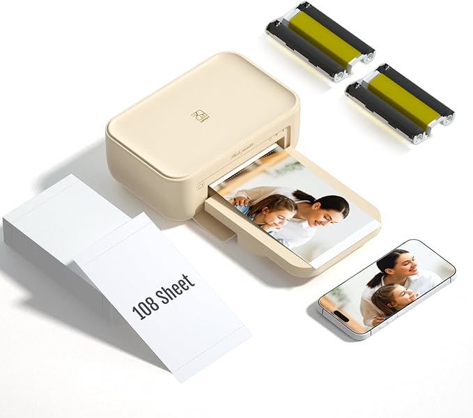 HPRT CP4100 4x6 Instant Photo Printer - Portable Phone Picture Printer + 108 Sheets & 2 Cartridges, Mobile, Wi-Fi, Premium Dye Sublimation (300 DPI) for Pro-Quality Home Prints - Creative Editing App-DeskLoop Office
