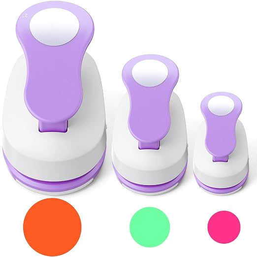 Chengu 3 Pack Craft Paper Punch Circle 2, 1 and 5/8 Inch Punch Paper Punchers by CHENGU