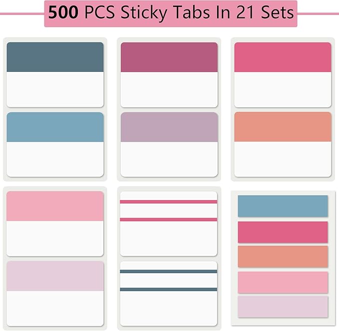 ELII 500 PCS Sticky Index Tabs 2 Inch Colorful Sticky Tabs for Notebooks, Page Markers Tabs for Binders-DeskLoop Office