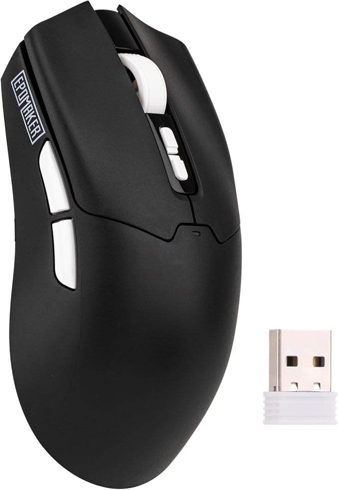 EPOMAKER Click Lite Wireless Gaming Mouse, 800 to 12,000 DPI Adjustable, PAW3311 Sensor, 500mAh, 59g, 2.4G/BT/USB-C Rechargeable Wireless Mouse with 5 Programmable Buttons for PC/Mac/Linux (Black)-DeskLoop Office