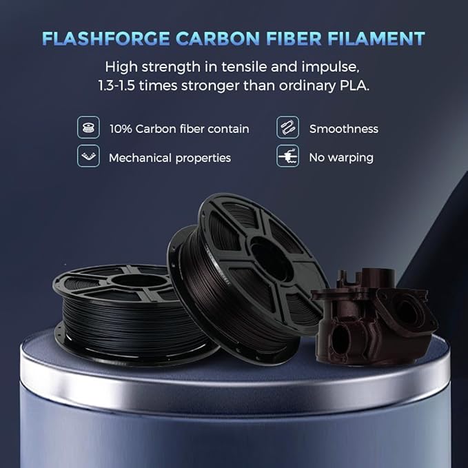 FLASHFORGE Carbon Fiber PLA Filament 1.75mm, Carbon Fiber Reinforced PLA 3D Printer Filament, 1KG Spool Dimensional Accuracy +/- 0.02mm, High Strength & High Abrasion-Resistance (PLA-CF Marsala)-DeskLoop Office
