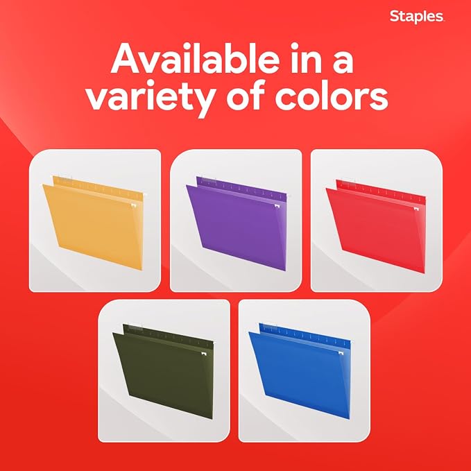 Staples Hanging File Folders, Letter Size, Durable Construction – 25/Box - Image 9