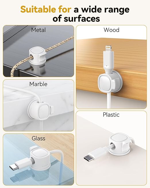 6Pack Rotatable Cord Organizer, INCHOR Cable Organizer, Spring Cable Clips - Image 6