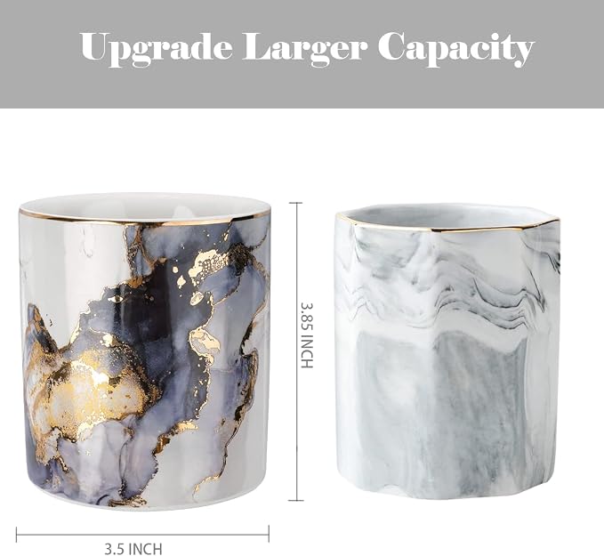 Marble Pencil Holder, Durable Ceramic Desk Organizer Office Supplies, Desktop - Image 2