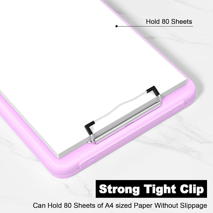 Hongri Clipboard with Storage, 8.5 x 11 Clip Board Foldable, Pale Pink | Bottom - Image 4