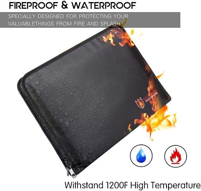 Fireproof Document Bag Fire & Water Resistant File Folder A4 Size 12 Pockets - Image 2