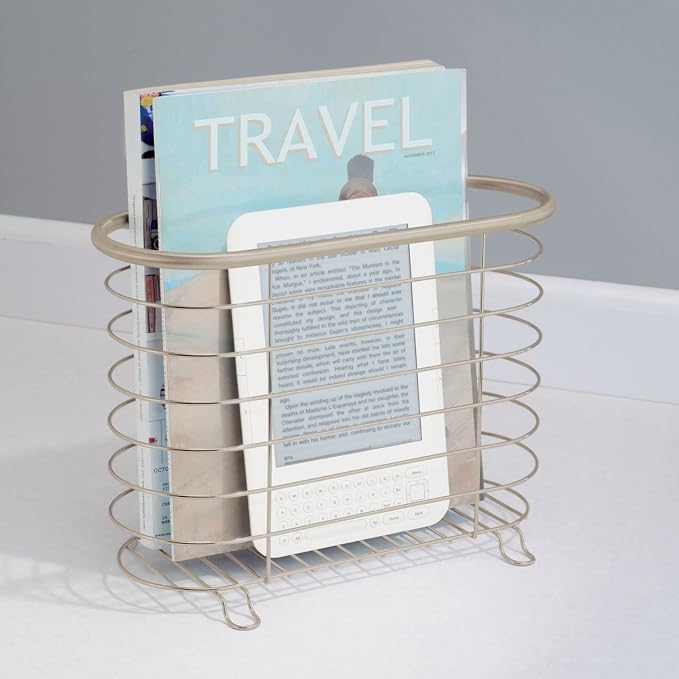 mDesign Steel Magazine Holder Storage Organizer Bin - Image 2
