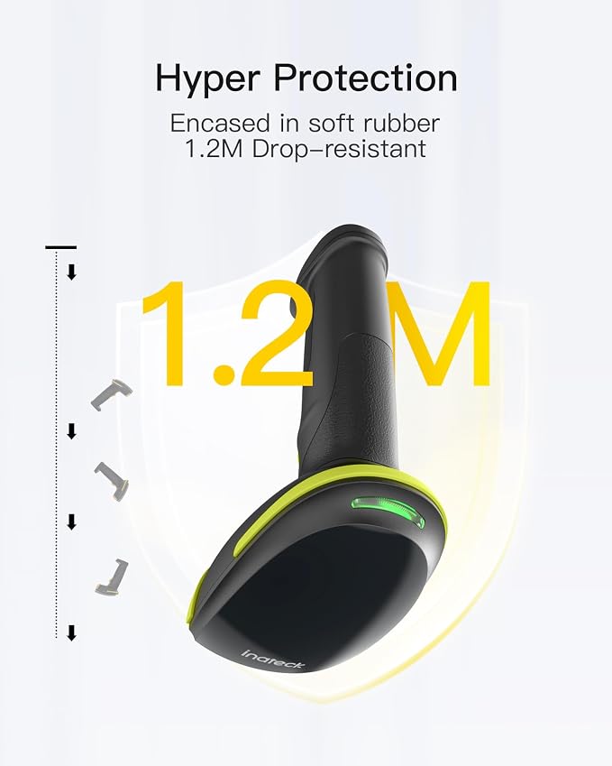 Inateck 2D Barcode Scanner, Wireless Bluetooth QR Barcode Scanner, Handheld - Image 7