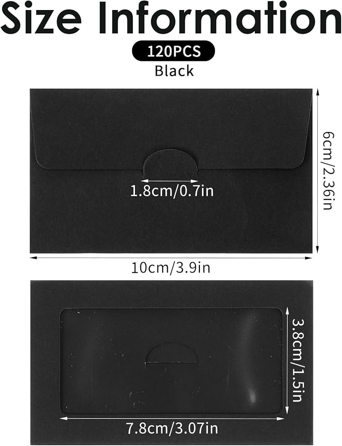 120 Pcs Window Gift Card Envelopes 3.9 x 2.4 Inch Credit Cards Size | Black - Image 2