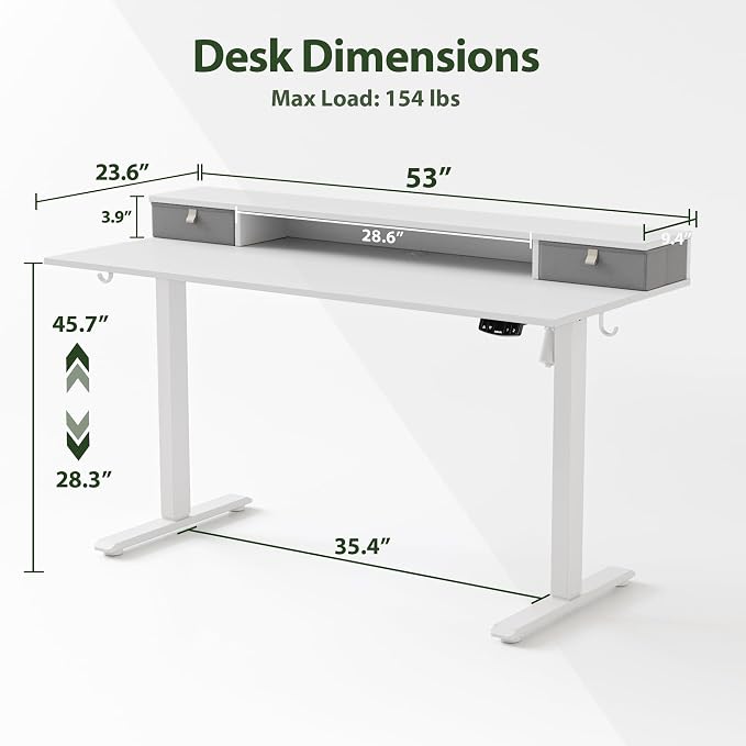 Agilestic 53 x 24 Inches Height Adjustable Electric Standing Desk - Image 3