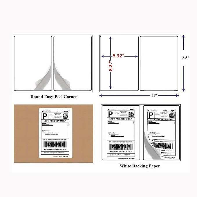 MFLABEL ®Round Conrner Half Sheet Shipping Labels 2-UP Click-n-Ship Mailing - Image 4