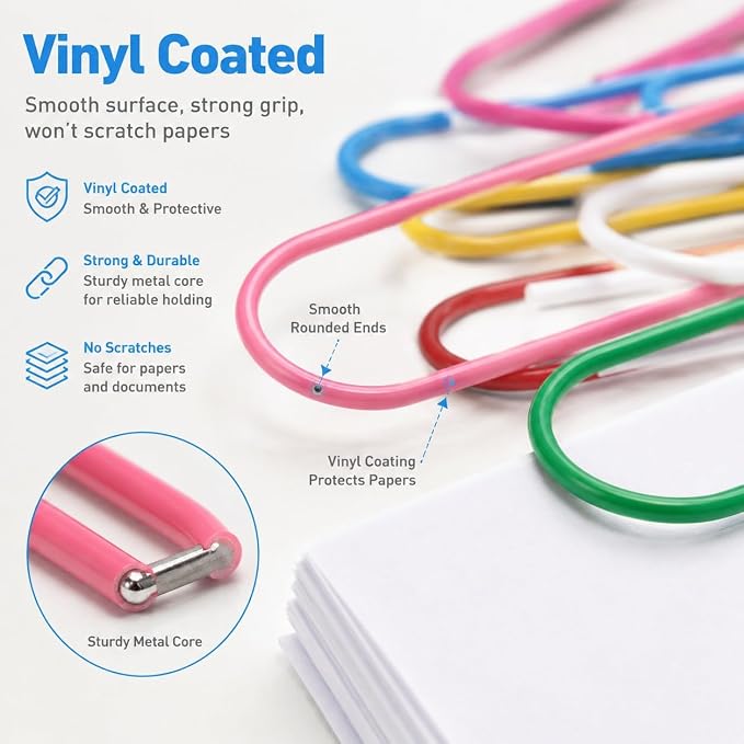 Coideal Jumbo Paper Clips 4 Inch, 30 Pack Extra Large Colored Paperclips - Image 5