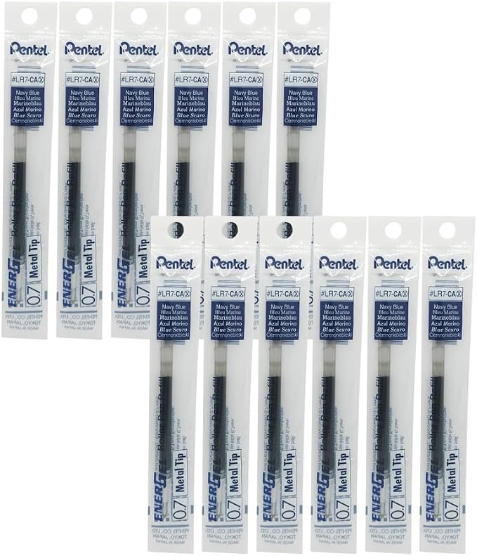 Pentel Refill Ink for EnerGel RTX Retractable Gel Pen, 12 Pack, Medium Point by PentelofAmerica