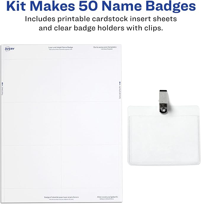 Avery Customizable Name Badges, Clip Style, 50 Total - Image 3
