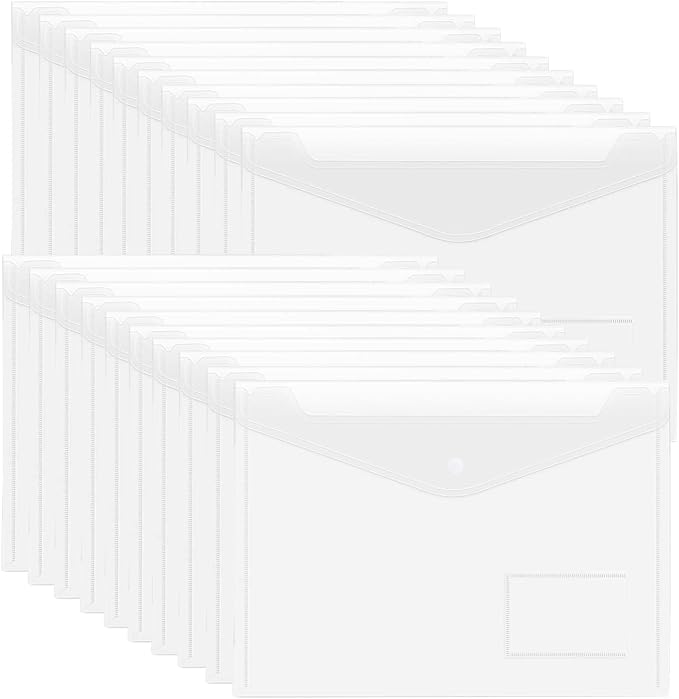 20pcs Plastic Envelopes, Document Folders Letter Size A4 Size File Envelopes by JZGEL