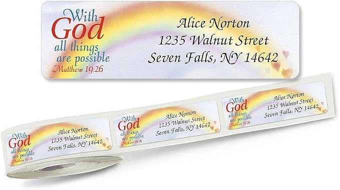 with God All Things are Possible Religious Rolled Personalized Return Address by ColorfulImages