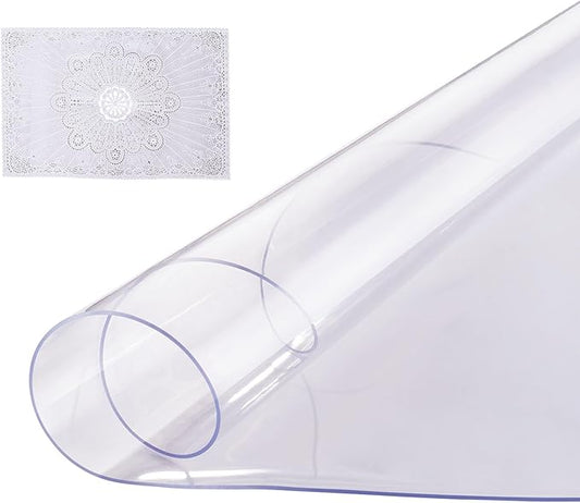 VEVOR Plastic Table Cover, 48 x 48 Inch 2.0 mm Thick Clear Round PVC Desk Mat by VEVOR