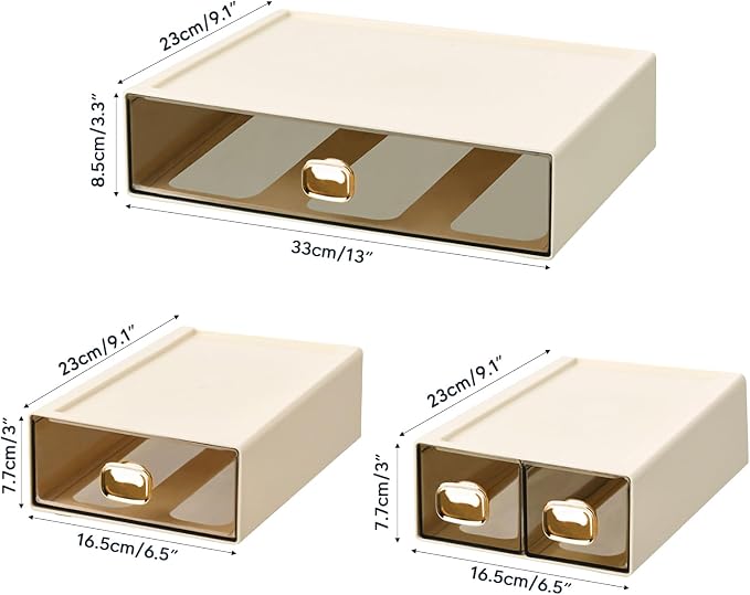 Stackable Desk Organizer with Drawer 13'' Wide Large Desktop Storage Drawer - Image 2