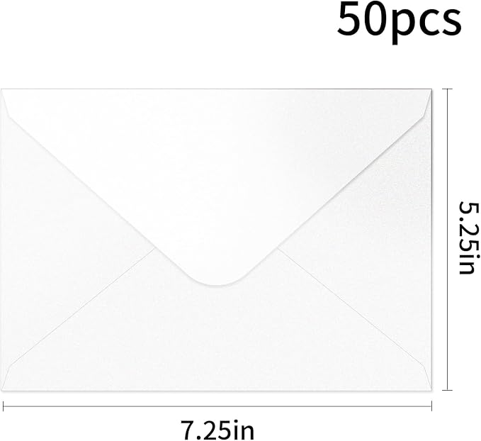 YINUOYOUJIA 50 PCS Pearl white Envelopes A7, 5 x 7 white Shimmer Envelopes - Image 2