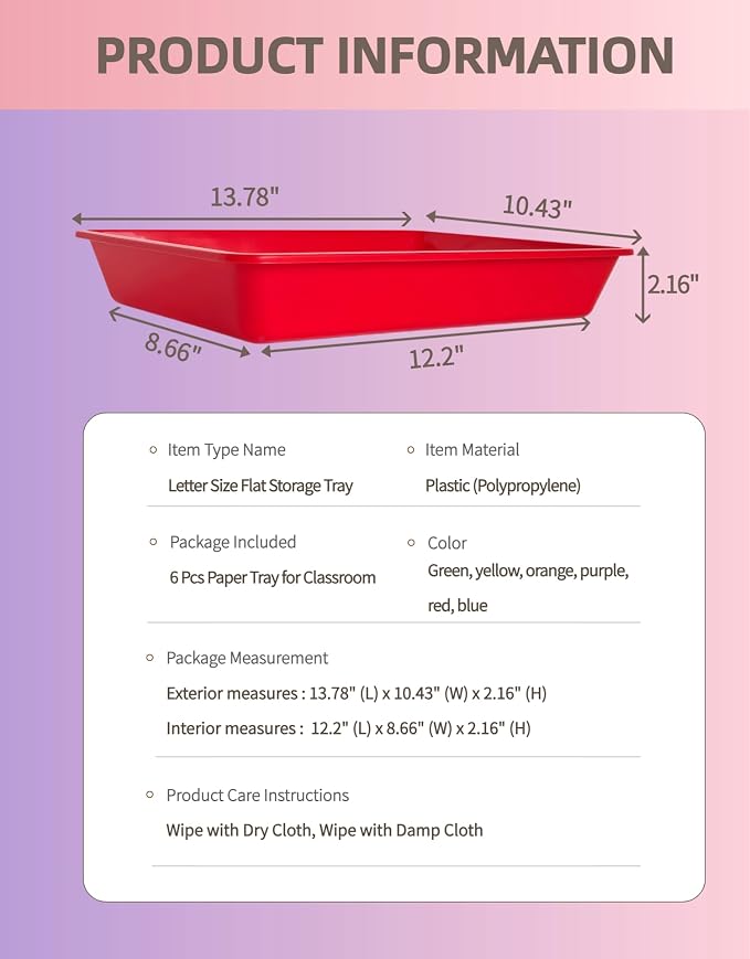 12Pcs Letter Size Flat Storage Tray Organizer Bin - Image 2