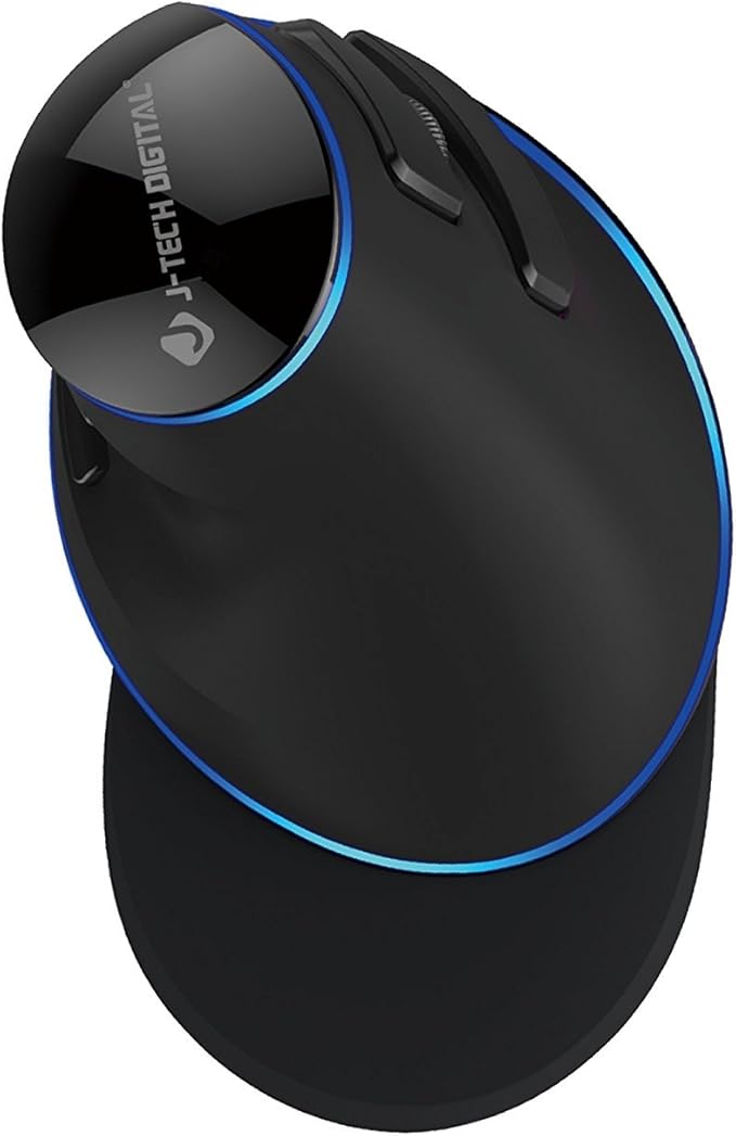J-Tech Digital Wired Ergonomic Vertical USB Mouse with Adjustable Sensitivity (600/1000/1600 DPI), Scroll Endurance, Removable Palm Rest & Thumb Buttons [V628]-DeskLoop Office