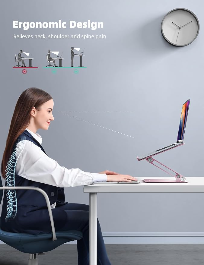 Lamicall Adjustable Laptop Stand, Portable Laptop Riser, Aluminum Laptop Stand - Image 2