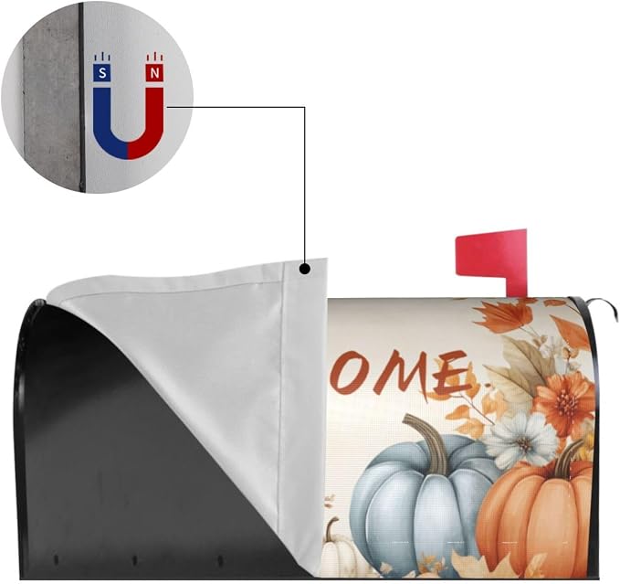 Autumn Pumpkin Welcome Magnetic Mailbox Cover, Fall Mailbox Wrap Decorative - Image 4